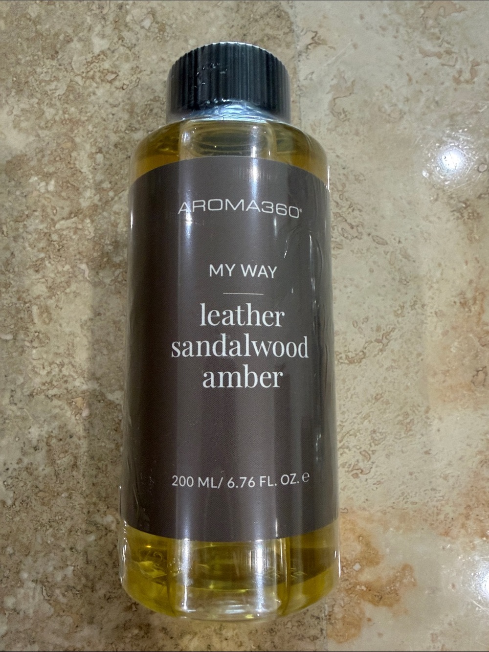 Aroma360 My Way Leather Sandalwood Amber Home Fragrance Refill - Brown & Yellow
